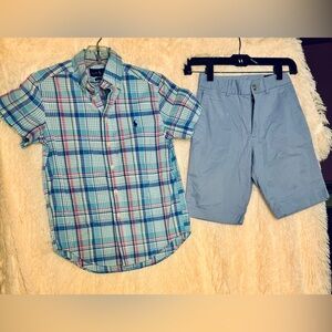 💙 Ralph Lauren Boys Outfit Set – Size 8 (Shirt & Shorts)